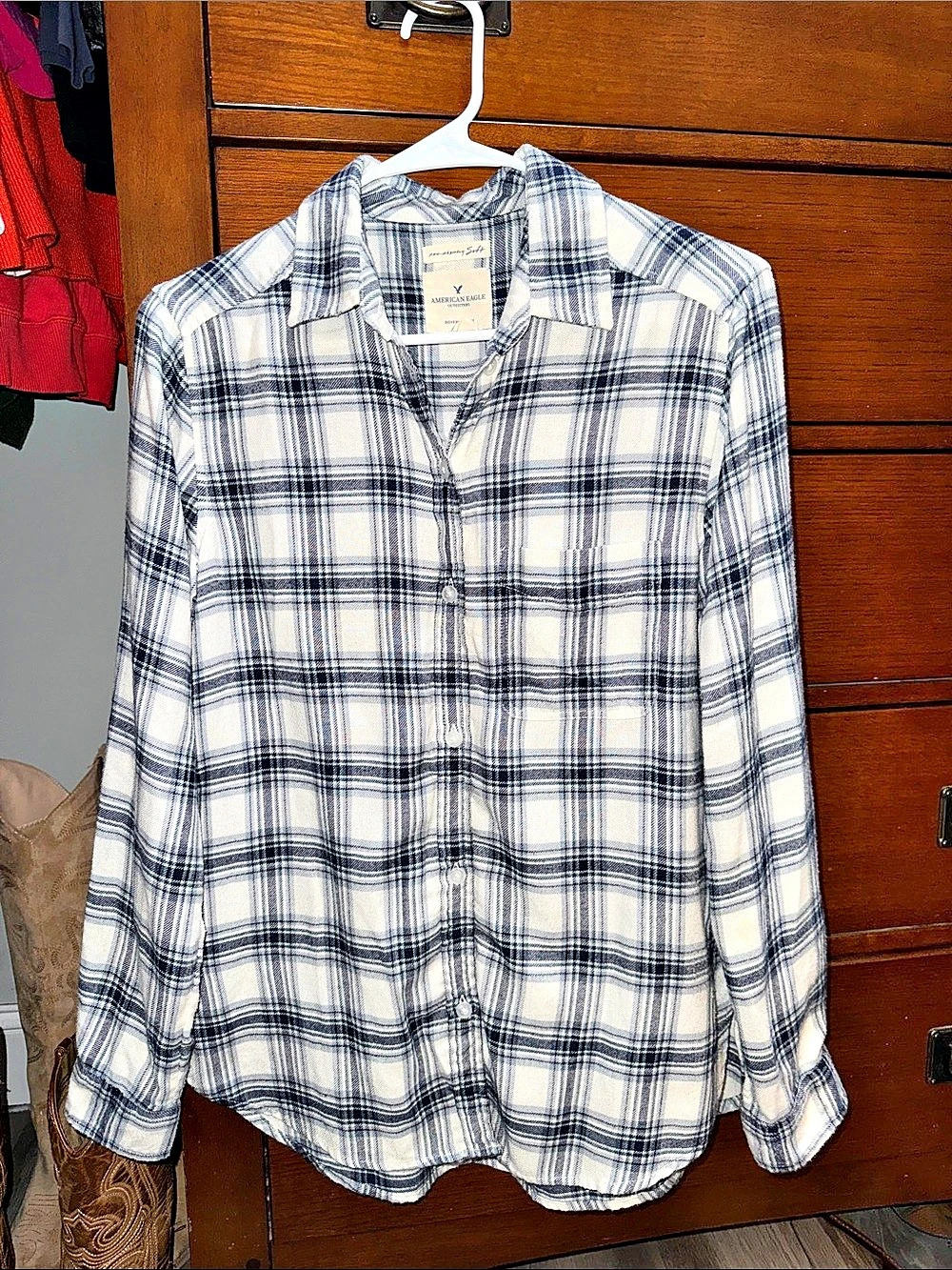 American Eagle Outfitters Ahh-Mazingly Soft Boyfriend Fit Plaid Flannel Shirt